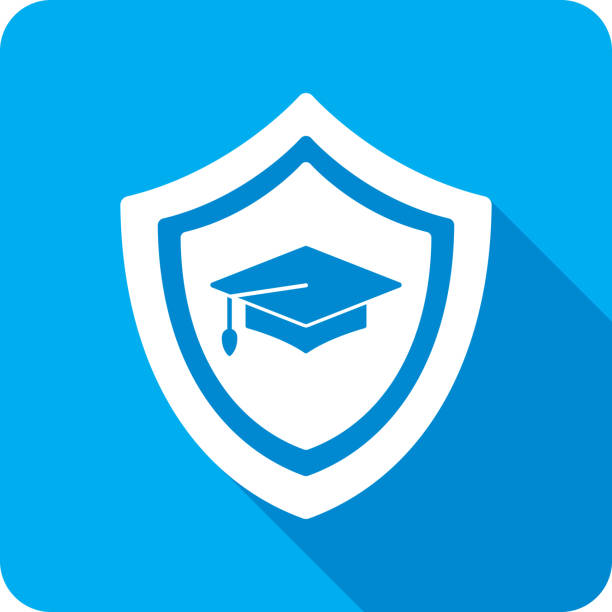 Shield with graduation cap, symbolizing the school's enduring mission and vision